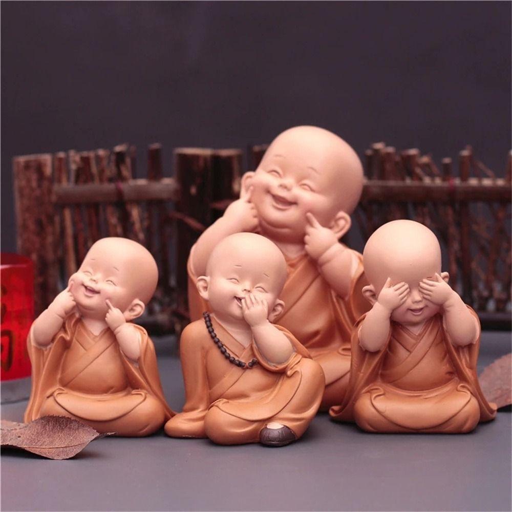 Decoration Desk Miniatures Little Monk Figurine Monk Ornament Buddha Monk Statue Small Monk Status