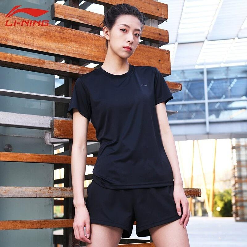 Li-Ning Comfortable Simple Casual Short Sleeve Regular T-Shirt Women Tops Black ATSS958-1