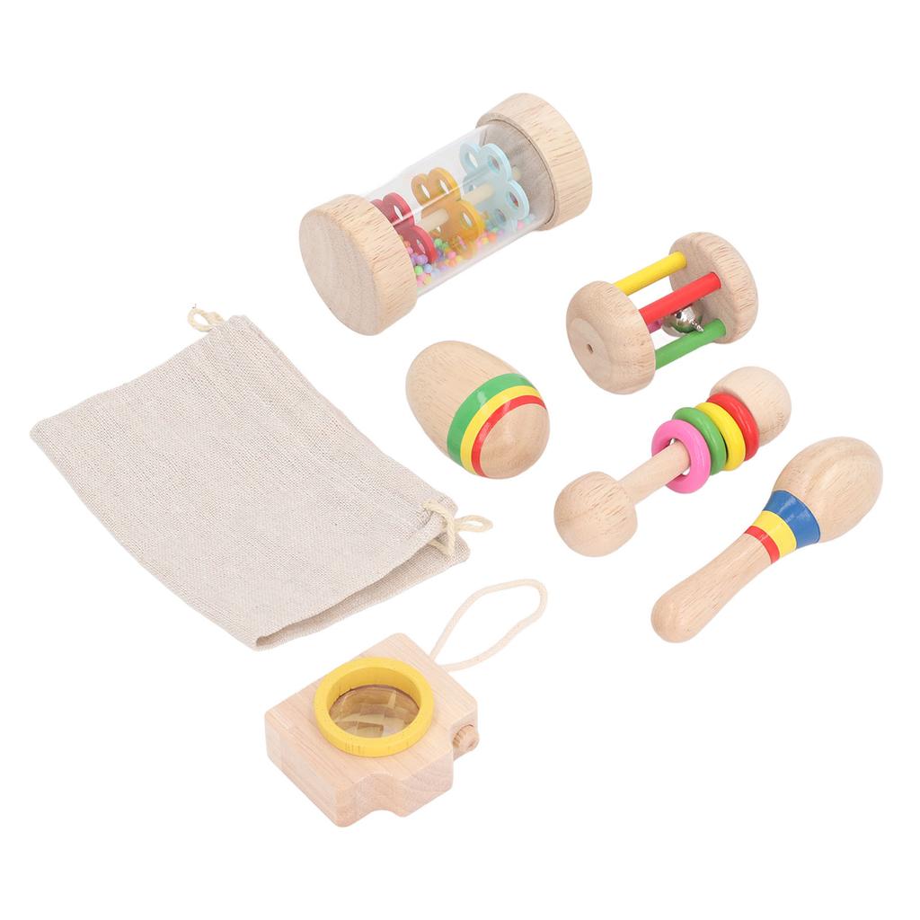 Kids Musical Instrument Toy Wooden Music Sand Hammer Rattle Bell Toys Set Kit for Home Travel