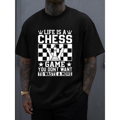 European Sizes Men'S Crew Neck T-Shirt Featuring a Limited Edition Life Chess Game Design, Perfect for Casual Weekend Outings