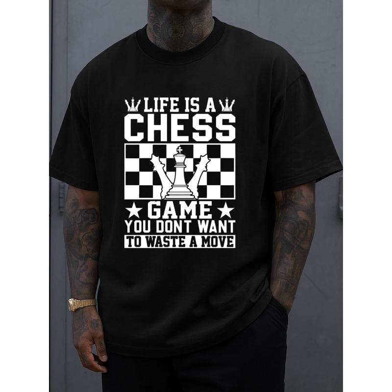 

European sizes Men S Crew Neck T-Shirt Featuring a Limited Edition Life Chess Game Design, Perfect for Casual Weekend Outings S чёрный