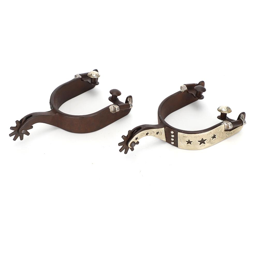 Low Carbon Steel Hand Sculpture Elegant Appearance Cowboy Horse Boot Spurs Decoration for Equestrian Competition