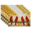 Highland Cow Placemats Set of 6,12x18 Inch Watercolor Floral Linen Place Mat Washable Stain Resistant Table Mats
