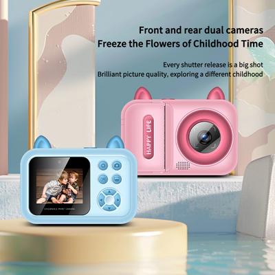 Portable Children's Hot Print Camera 1080P High-definition Rechargeable Camera with Printing Roll 8GB Card Instant Printer.