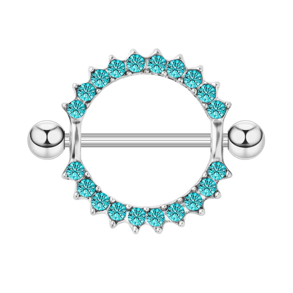 European & American Style Diamond Inlaid Nipple Rings, 316 Stainless Steel Body Piercing Jewelry
