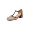 Fashion 2025 New Summer Sandals Square Toe Chunky Heel Hollow Out Sandals for Women French Retro Women Sandals Mixed Color Ladies Shoes