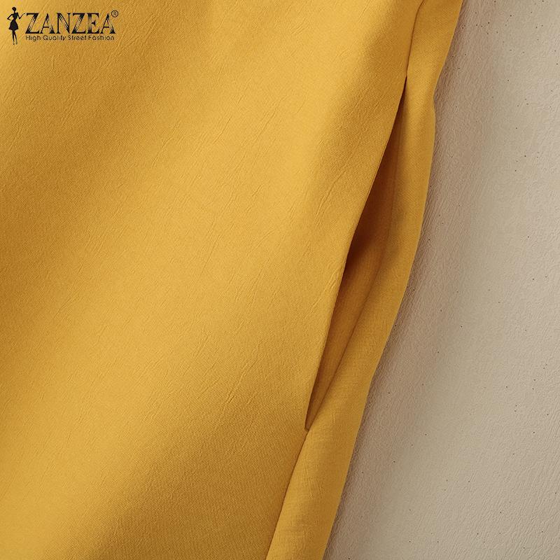 ZANZEA Women Summer Round Neck Short Sleeve Casual Floral Embroidery Dress