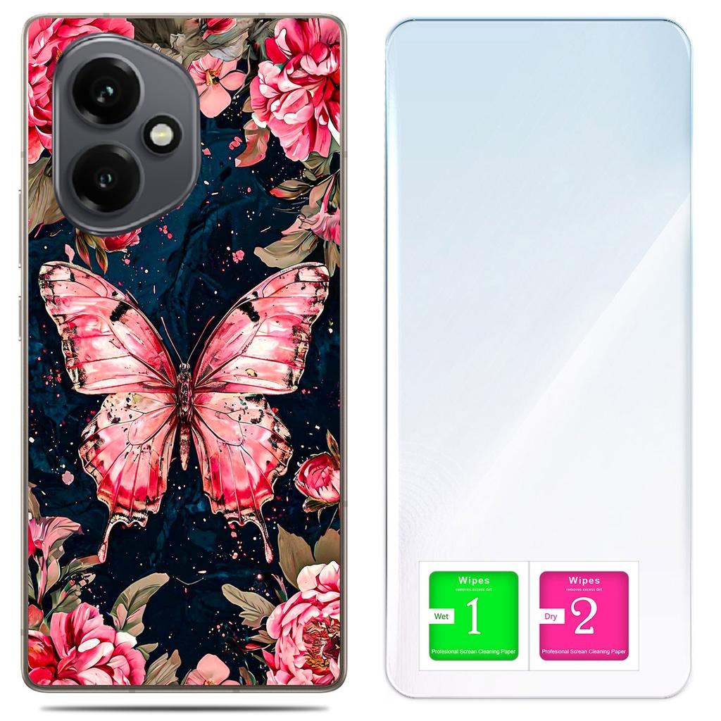 Etui Do Honor X7D / 400 Smart Obudowa Foto Case Plecki Motyl + Szkło 9H