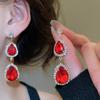 Elegant Rhinestone Tassel Geometric Water Drop Necklace & Earring Set