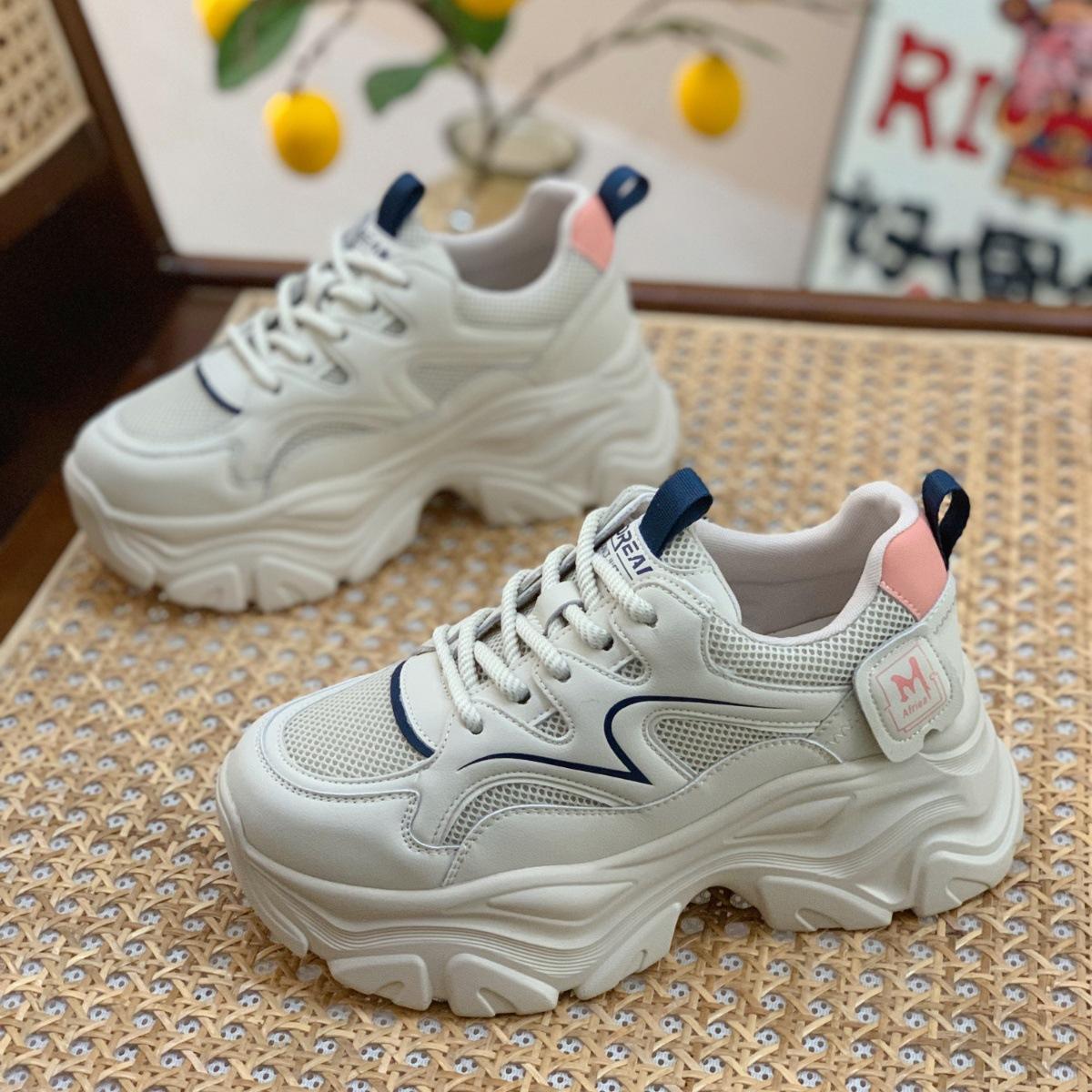 

Кожаные женские весенне-осенние новые маленькие мужские кроссовки на толстой подошве с увеличением роста, дышащие повседневные сетчатые кроссовки 40 синий