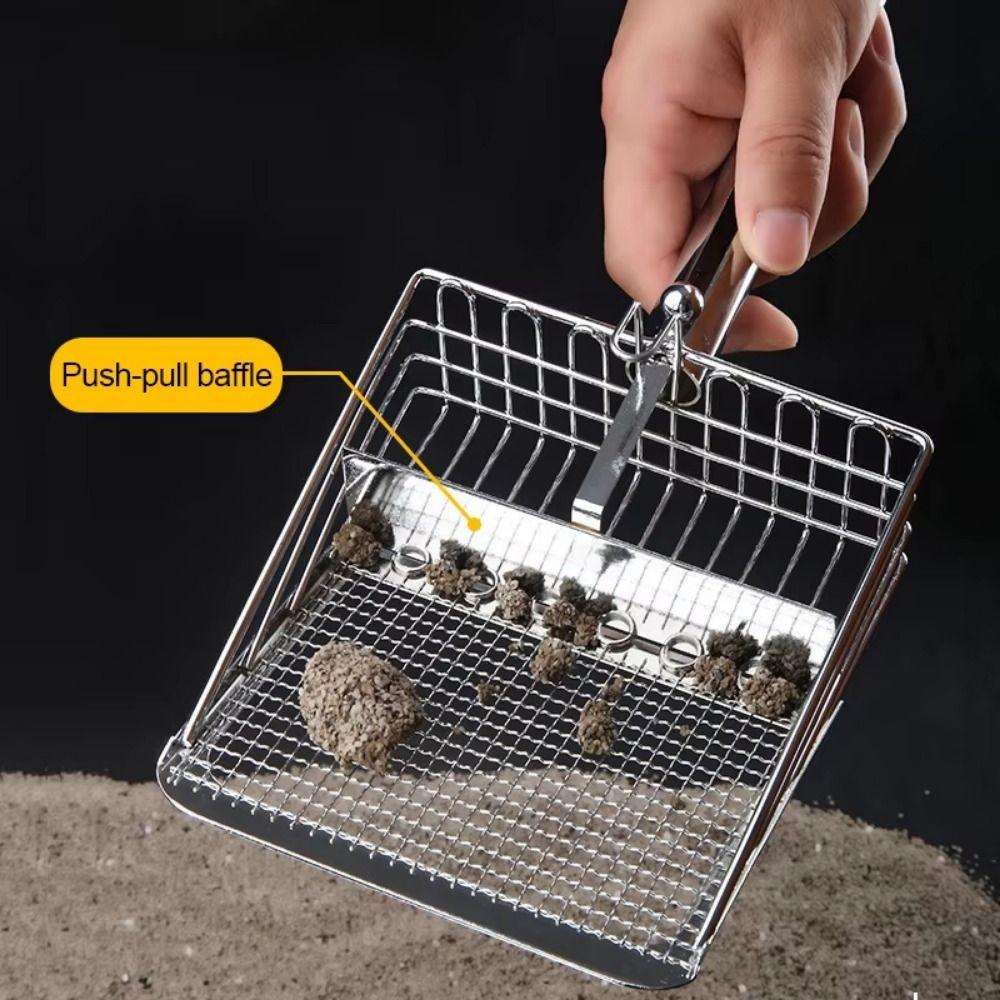 Ergonomic Handle Metal Cat Litter Scoop Non Stick Pets Poop Sifting Tool  Kitten Care