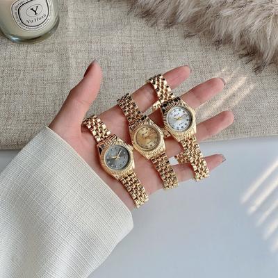 Retro Uhr Damen Leichter Luxus Schweizer Goldarmband Klassische Log Kleine Goldene Uhr Uhr