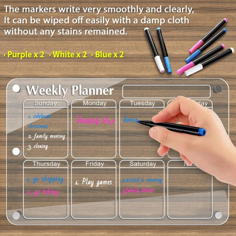 Magnetischer Whiteboard-Kalender für den Kühlschrank - Wiederverwendbares Monats- und Wochenplanungsbrett, Liste und leeres Brett für alle glatten Oberflächen