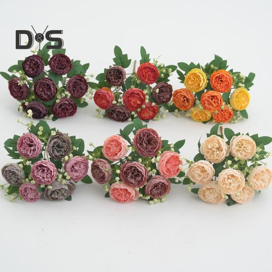 

Искусственные пионы ветка со стеблем 7 головок реалистичные многоразовые домашние свадебные вечерние искусственные цветы цветочные украшения реквизит для фотографий оранжевый/жёлтый