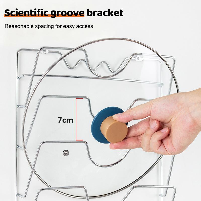 Pot Lid Storage Rack, Rust-Free Metal, Kitchen Organisation, Wall-Mounted Rack with Five Levels