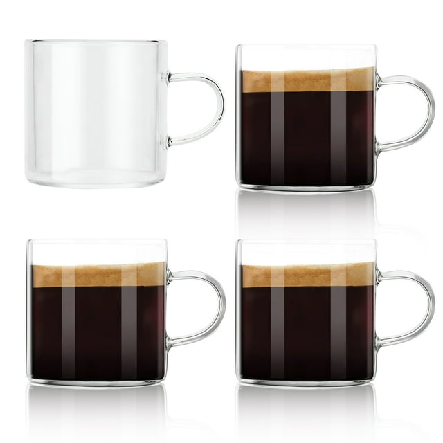 4-piece set of glass espresso cups with handles small-capacity coffee cups small glass tea cups luxurious small cups and tea bowls for home use 110ML