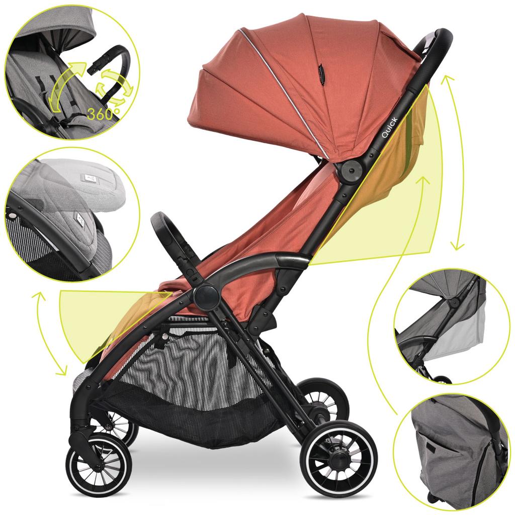 Lorelli quick - wózek spacerowy autofold do 22kg | ginger