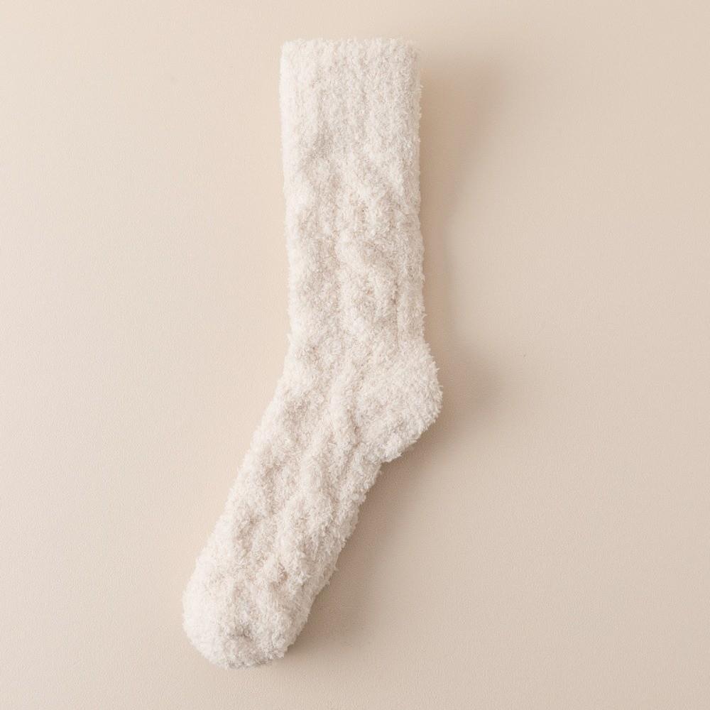 

Однотонні бавовняні шкарпетки. Зимові шкарпетки в підлогу. Жіночі потовщені коралові оксамитові шкарпетки бежевий