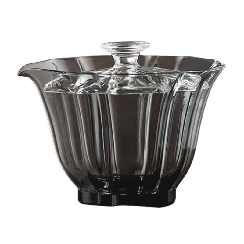 Elegant Glass Gaiwan Office Relaxations Cup Friend Gathering Teapot Perfect for Office Relaxations and Family Gatherings 101-200ml