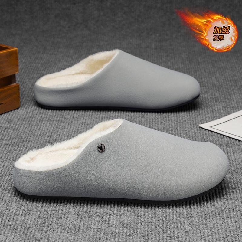 Cotton slippers winter new thick-soled non-slip wear-resistant piled warm cotton shoes half slippers