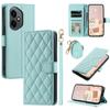 For Honor 400 5G (Global) Case Wallet Rhombus Grid PU Leather Phone Cover with Shoulder Strap/Wrist Strap
