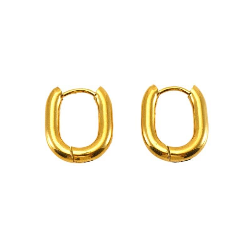 Fashion Stainless Steel Hoop Earrings For Women 4mm Thick U Shape Punk Hip Hop Gold Silver Color Female Jewelry Pendientes Mujer