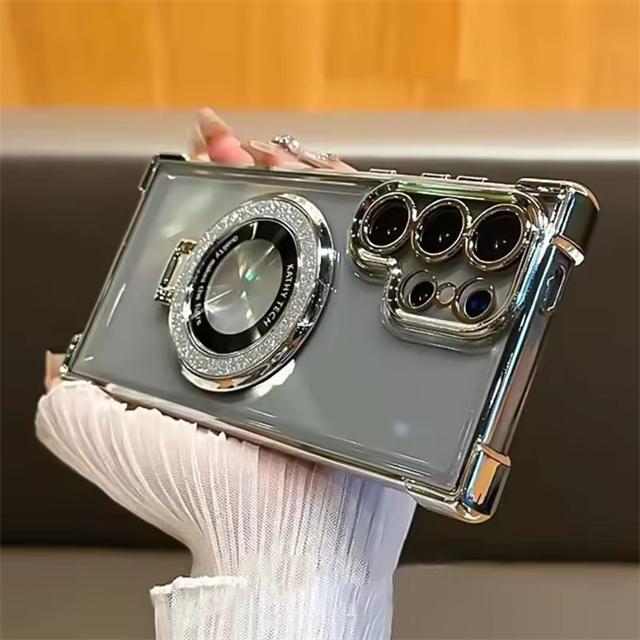 

Чехол с покрытием Глиттер и Магнитным Держателем для Samsung S25 S24 S23 Ultra S22 Plus S21 FE 5G Для Magsafe Ударопрочный Чехол для Телефона S25