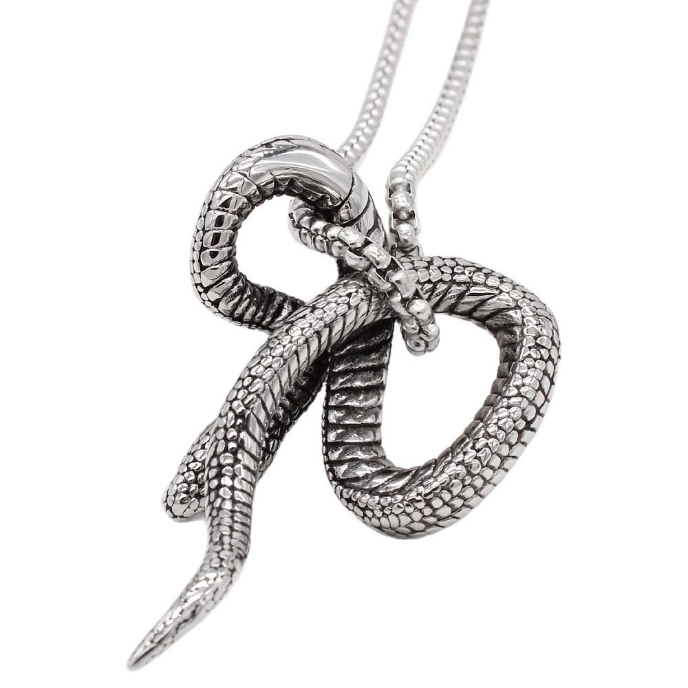 New European and American Retro Domineering Necklace Punk Style Winding Snake Men's Necklace Pendant