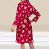 2025 Christmas Snowflake Print Thick Flannel Bathrobe Nightgown for Women