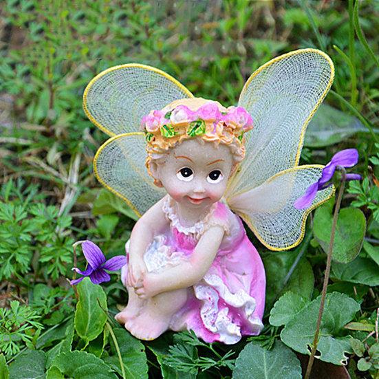 4 sztuk/zestaw Fairy Garden kwiat do składania anioły Ornament miniaturowy wystrój figurki z żywicy