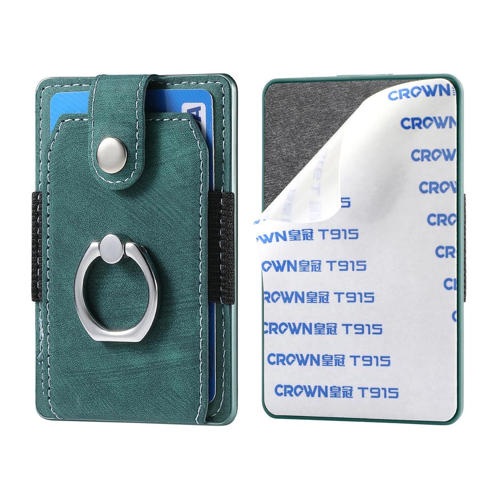 Phone Holder Wallet Case Card Slot Holder PU Leather Back Sticker Adhesives With Ring Stand For Mobile Phone iPhone Samsung