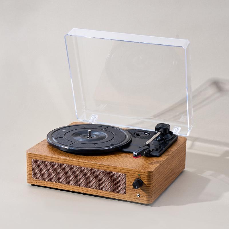 Spot Wireless Bluetooth Wooden Retro Phonograph with Dustproof Cover - Vinyl Record Player Gift