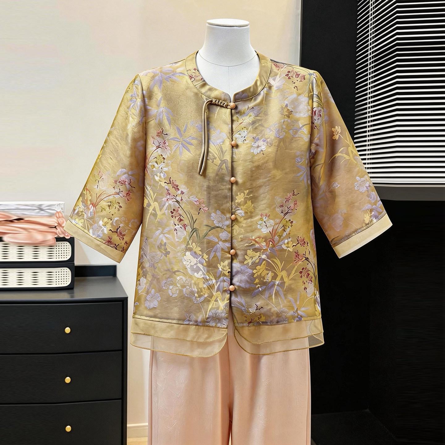 

Stylish Chiffon Short-Sleeved Shirt for Women and Grandmas: Loose & Comfortable Summer Top 3XL (120-130 jin)