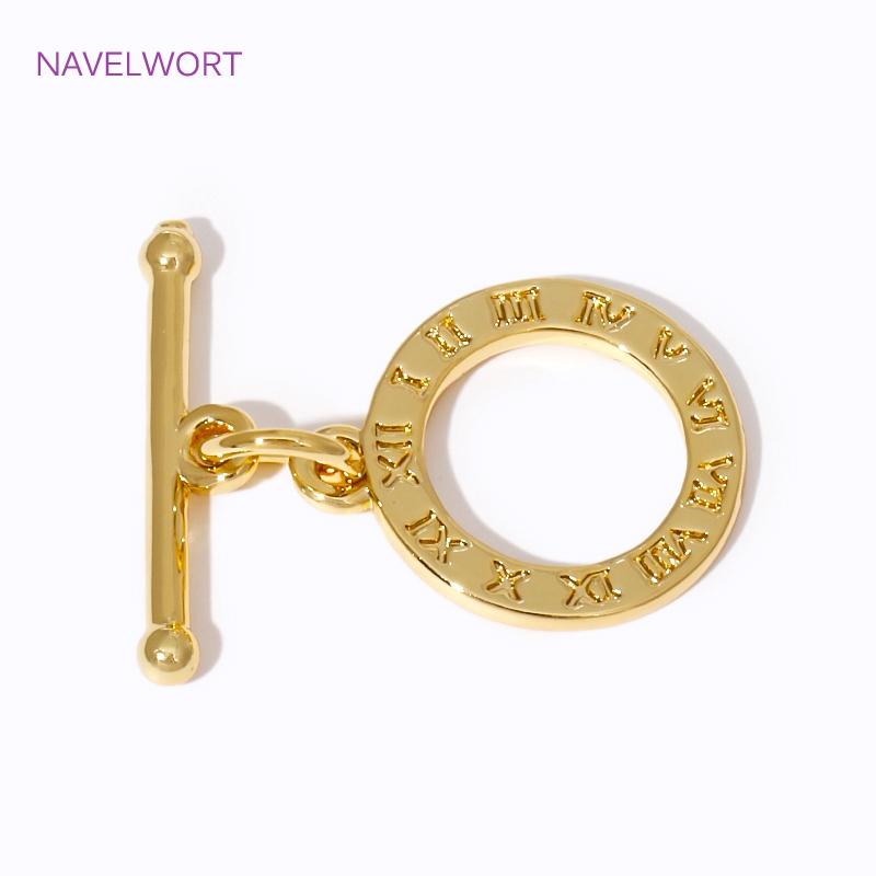 18K Gold Plated Round OT Clasp Connectors,Brass End Beads Toggle Clasps For Jewelry Making DIY Jewellery Findings Accessories