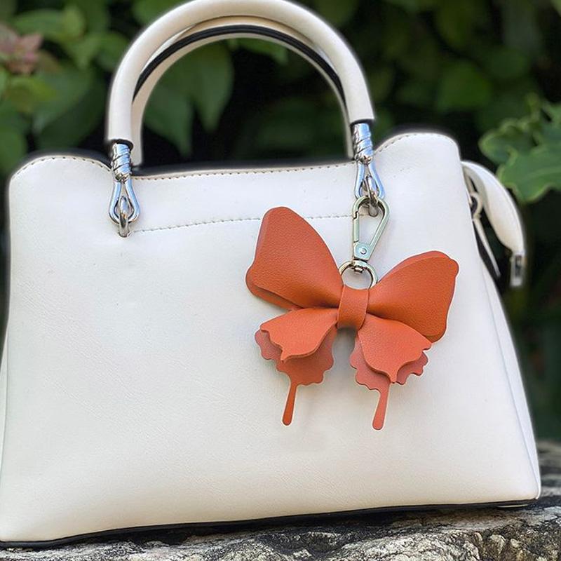 1pc Leather Creative Keychains Colorful Backpack Decoration Exquisite Key Ring Bag Charm Butterfly Pendant