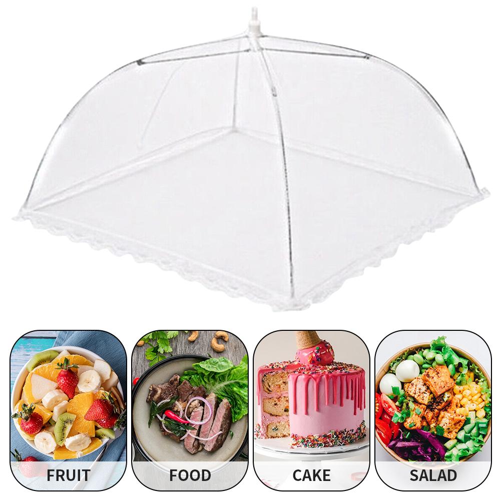 Food Mesh Cover Folding Household Kitchen Dish Umbrella Reusable Lace Protect Against Mosquitoes Fly Bug Plate Protector Food