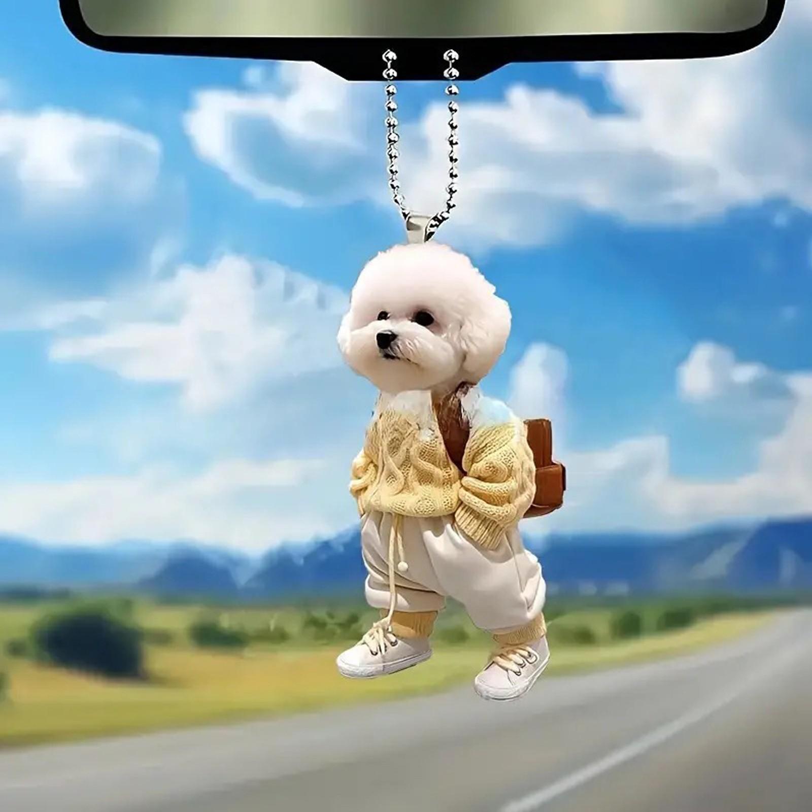 2D Puppy Pendant Decoration, Puppy Backpack Double Sided Acrylic Pendant, Car Rearview Mirror Decoration Pendant One Size