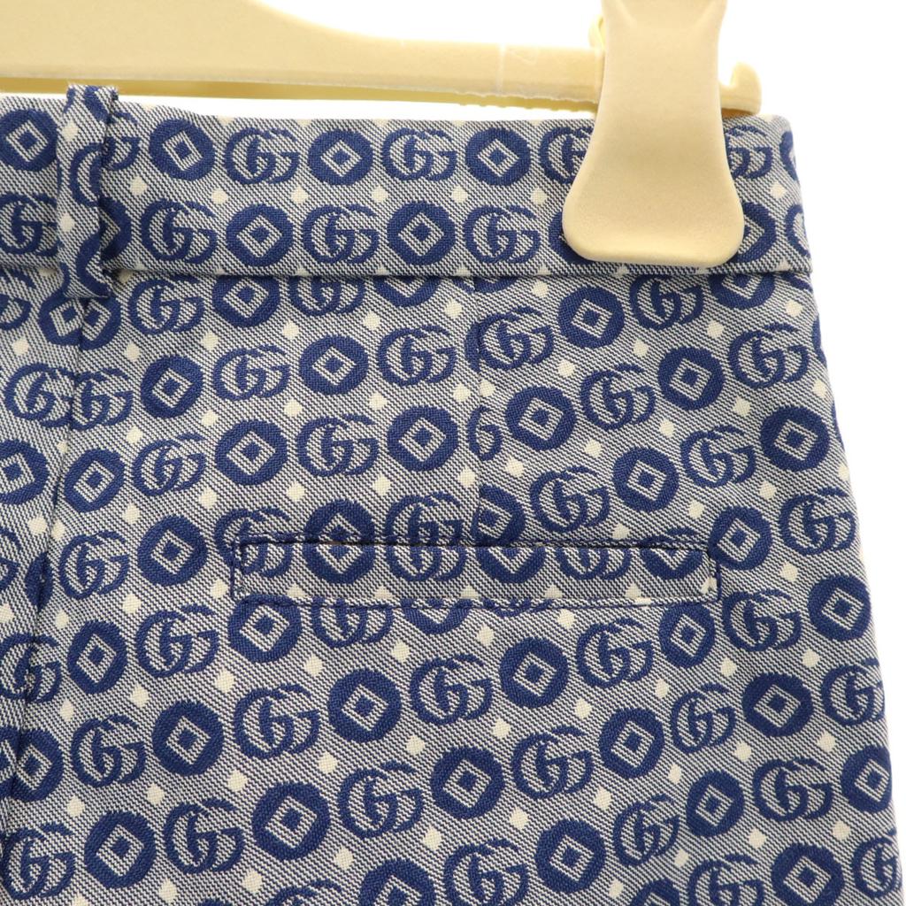 Gucci Made In Italy Total Logo Long Pants 8 Navy With Hanger Kid's Used