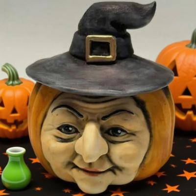 Dýňová socha obličeje Strašidelný obličej ducha Pryskyřičná dýňová figurka Halloweenská stolní dekorace pro vnitřní venkovní terasu Domácí dekorace