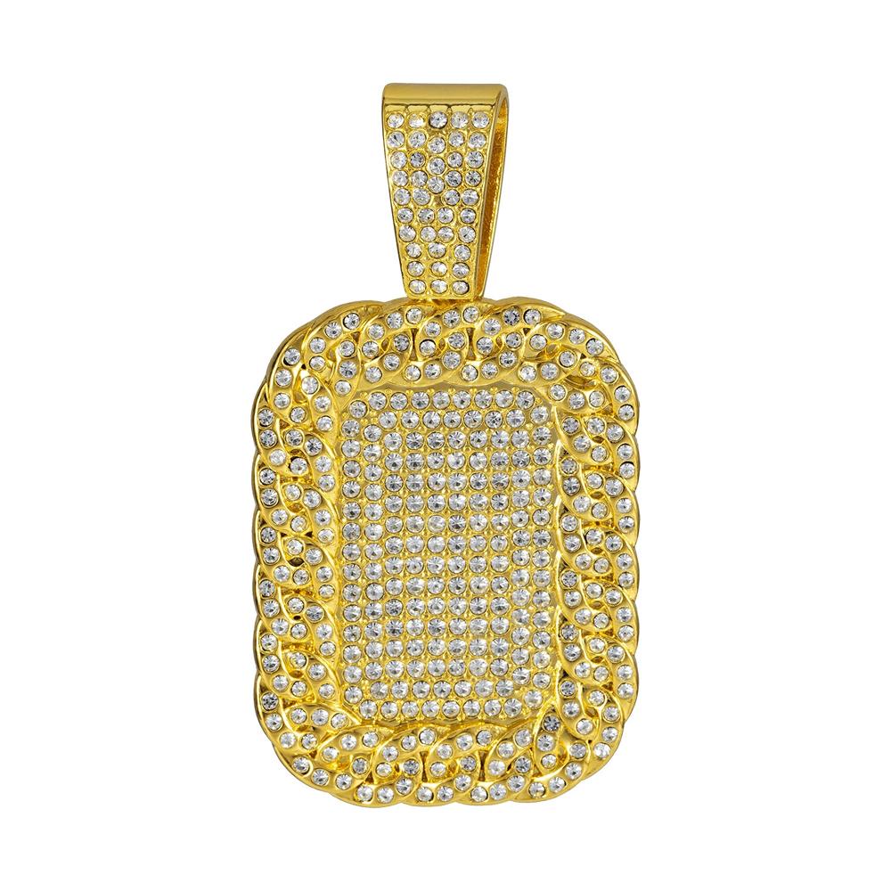 Hip Hop Luxury Big Square Pendant Necklace Set Men's Cuban Chain Iced Out Bling Rock Party Necklaces Birthday Gift Charm Jewelry