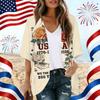 Women's Independence Day Print Cardigan, Loose-Fit Tunic, Casual Shirt