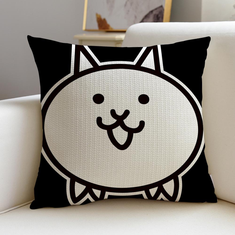 Addictive TThe Battle CatsS Cushion Cover Breathable and Skinfriendly Linen Pillowcase Square Removable and Washable Cushion