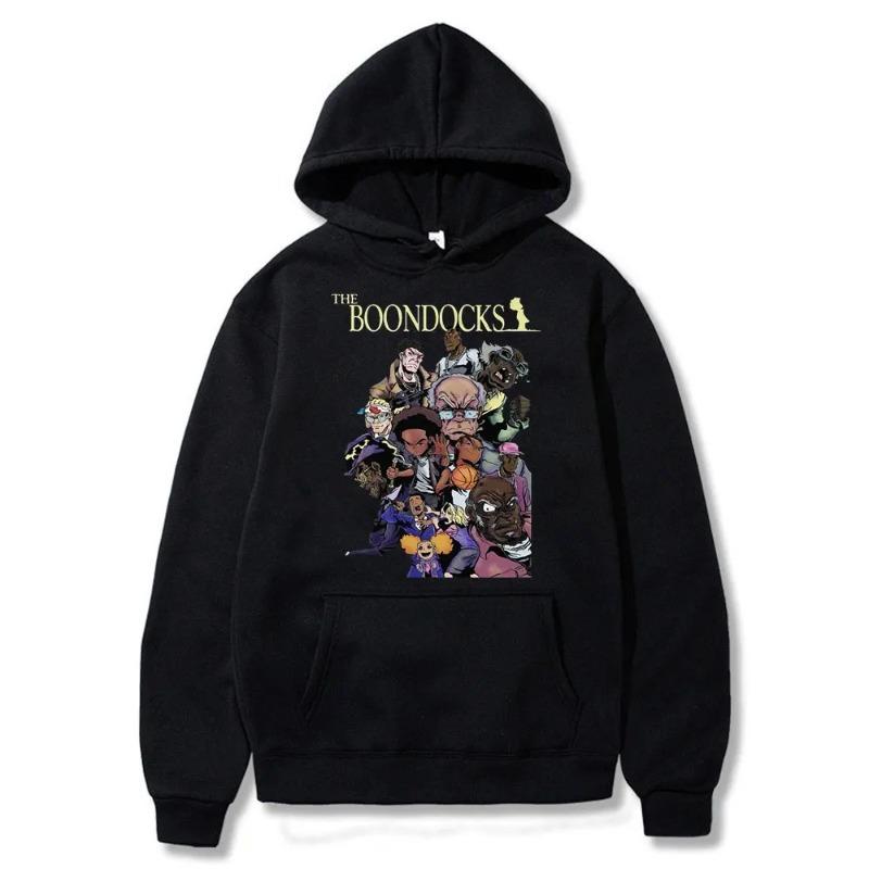 The Boondocks Huey and Riley Printed Hoodie Men Women Anime Autumn Winter Fleece Streetwear