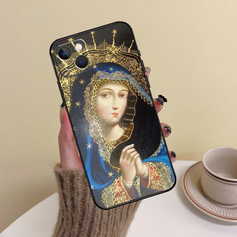 Holy Mother Virgin Mary Christian Phone Case For iPhone 15 Pro Max 11 12 13 14 16 17 Pro Max mini Plus 16e 17 Air Cover Funda