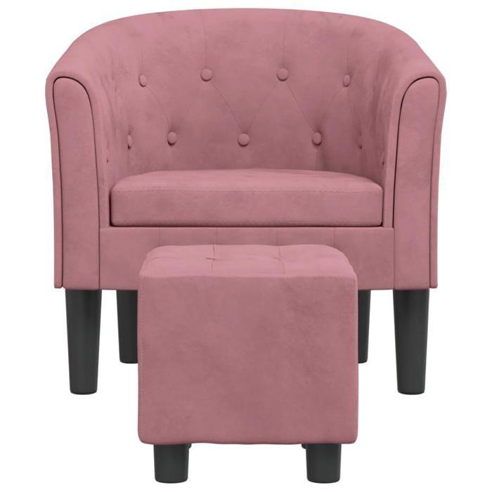 VidaXL Cabriolet Armchair with Footrest, Chair with Armrests, Sofa with Backrest, Padded Seat Living Room Bedroom, Pink 356482