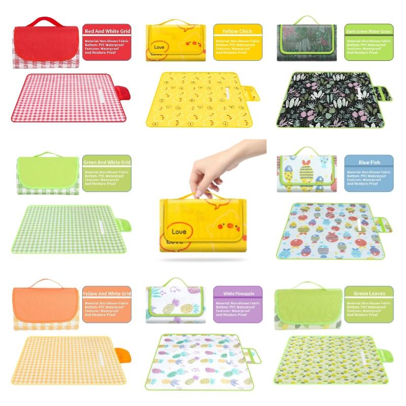 Tragbare Stranddecke Vliesstoff Picknickmatte mit wasserdichter Funktion Grüner Algenprint