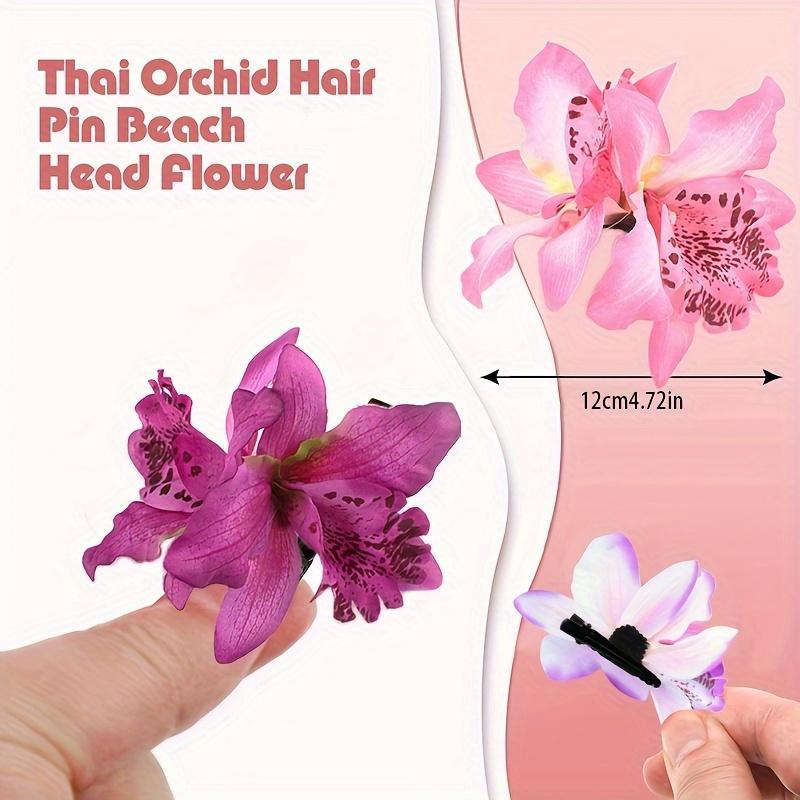 2Pcs Hawaii Orchid Flowers Hair Clips,Bohemia Style Flowers Hairpins , Photo Beach Travel Side Clip,Wedding Bridal Accessories