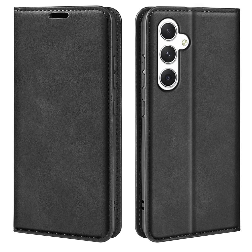 

For Samsung Galaxy S24+ Case Skin-touch Leather Wallet Phone Cover Black