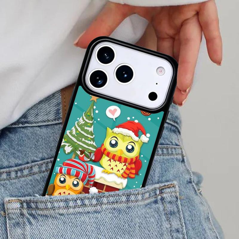 Christmas Owl Phone Case for iPhone 16e 15 14 13 12 17 Pro Max Plus Air 17pro Cover Coque