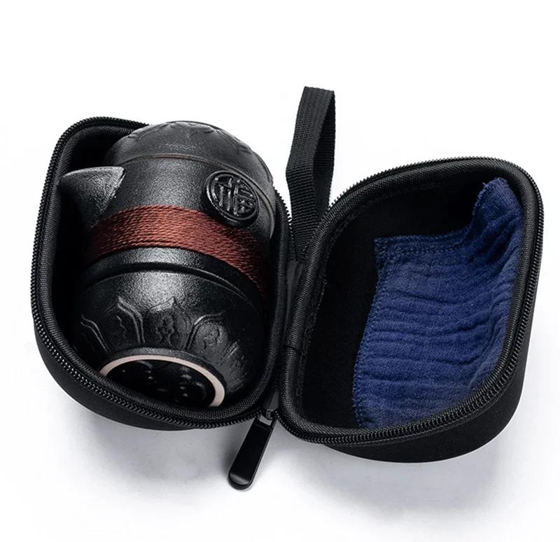 Cestovní čajová souprava Černá keramika Přenosný čajový servis Obsahuje 1 ks konvičky 2 ks šálků 1 sáček Gaiwan Šálky Kávový servis Čajový servis Zelené šálky sady